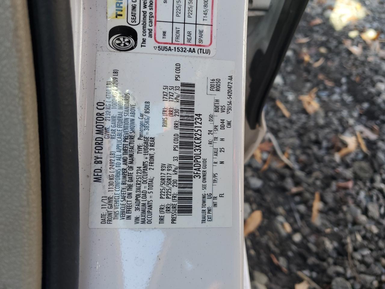 2012 FORD FUSION