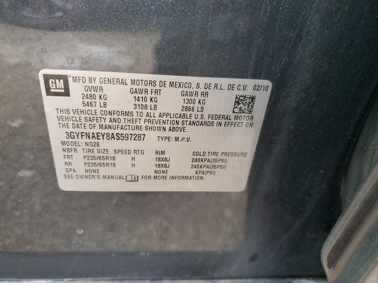2010 CADILLAC SRX