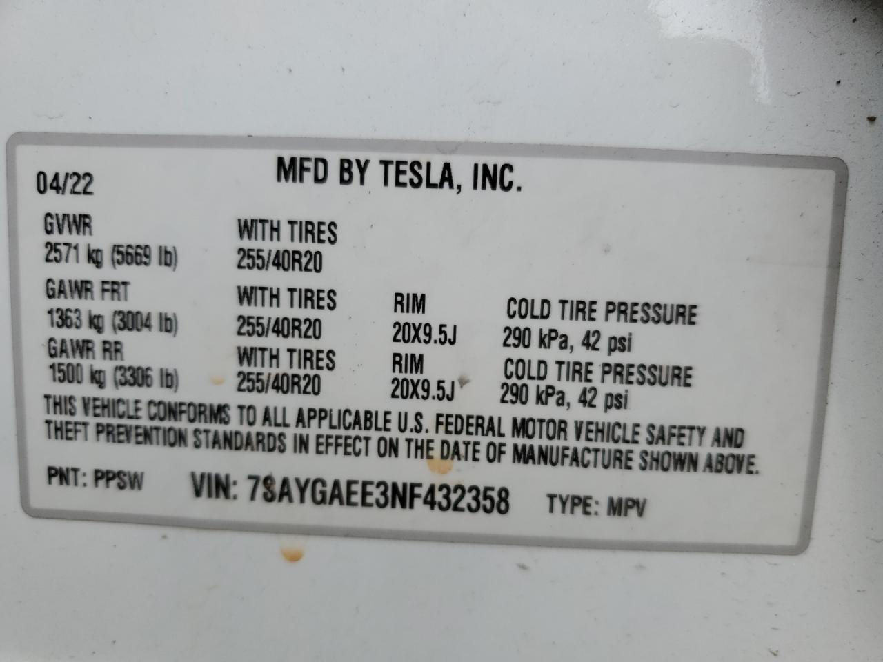2022 TESLA MODEL Y