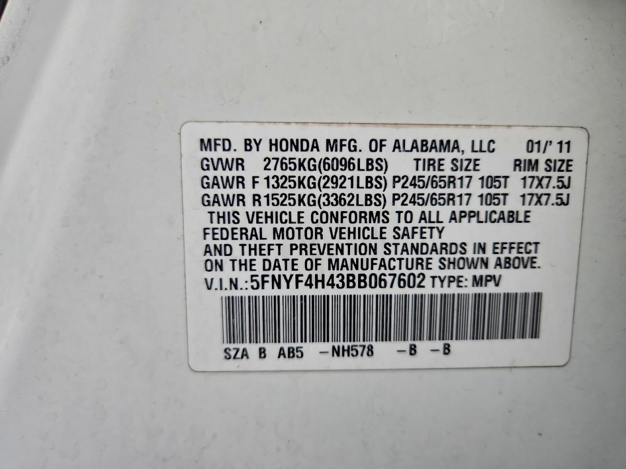2011 HONDA PILOT