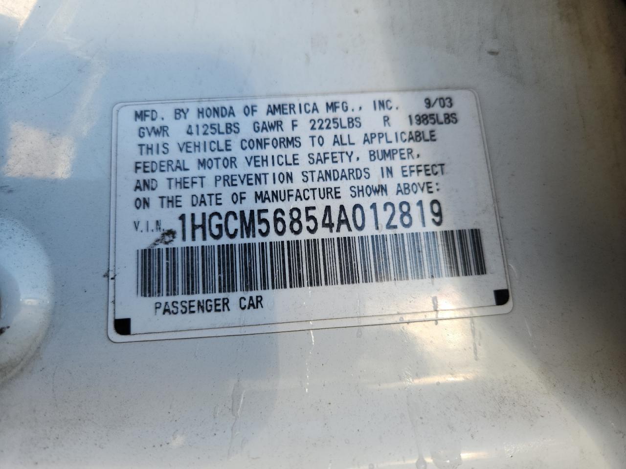 2004 HONDA ACCORD