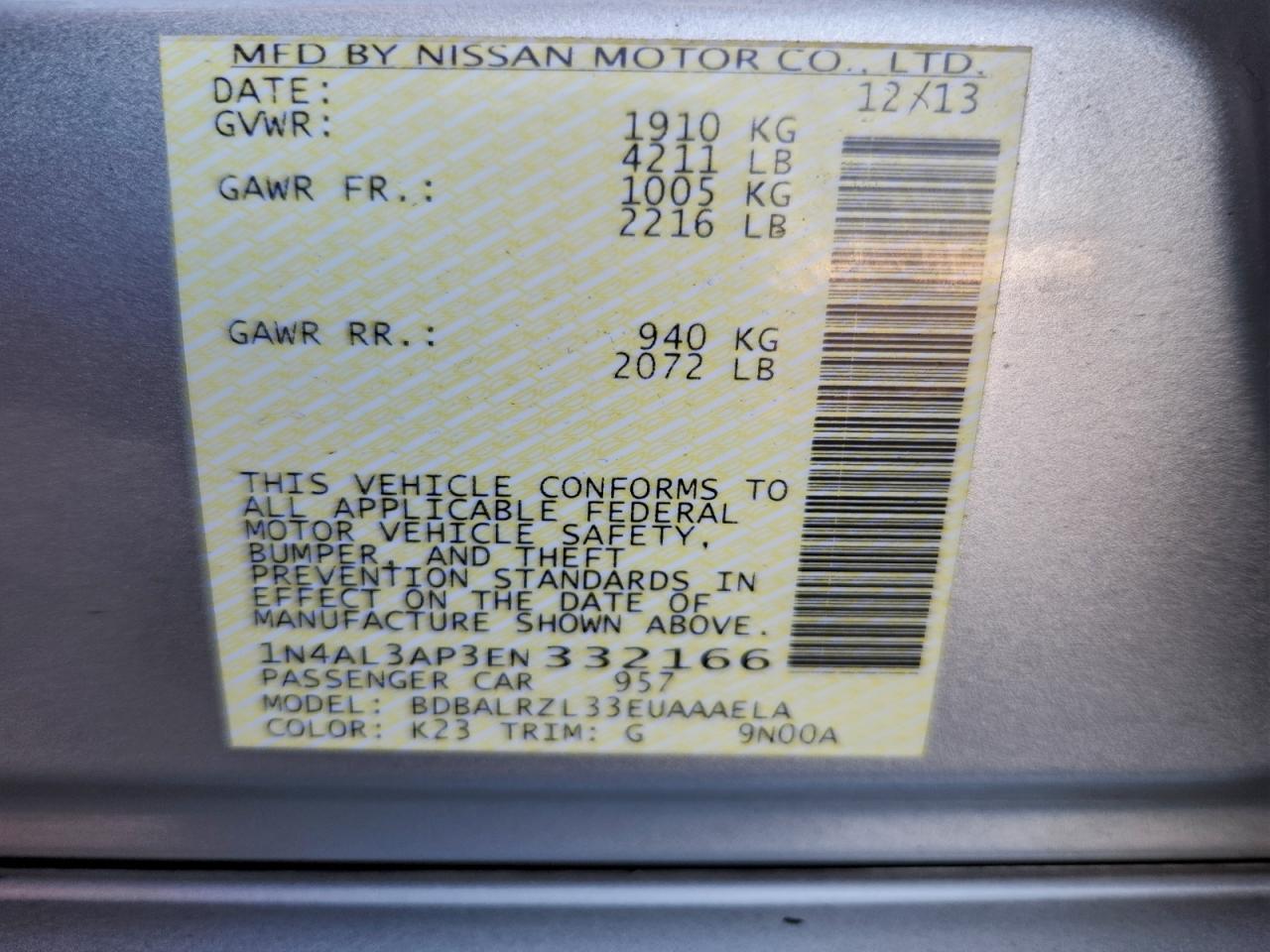 2014 NISSAN ALTIMA
