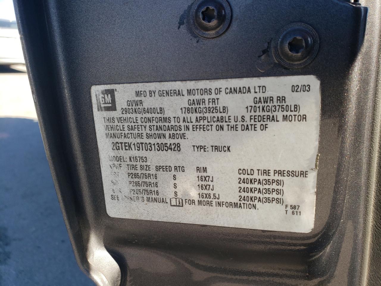 2003 GMC SIERRA 1500