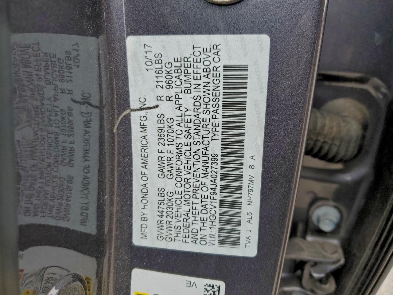 2018 HONDA ACCORD
