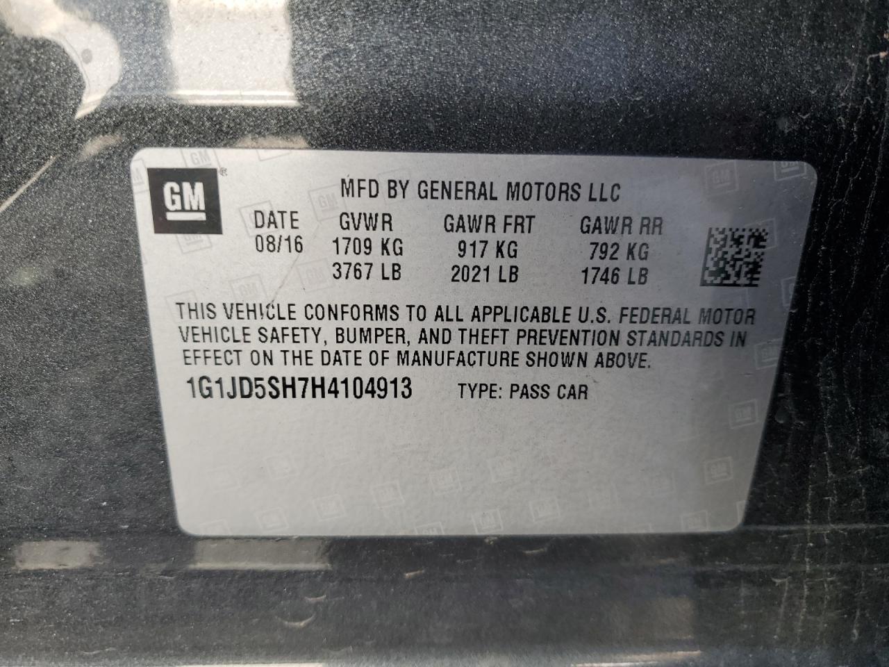 2017 CHEVROLET SONIC