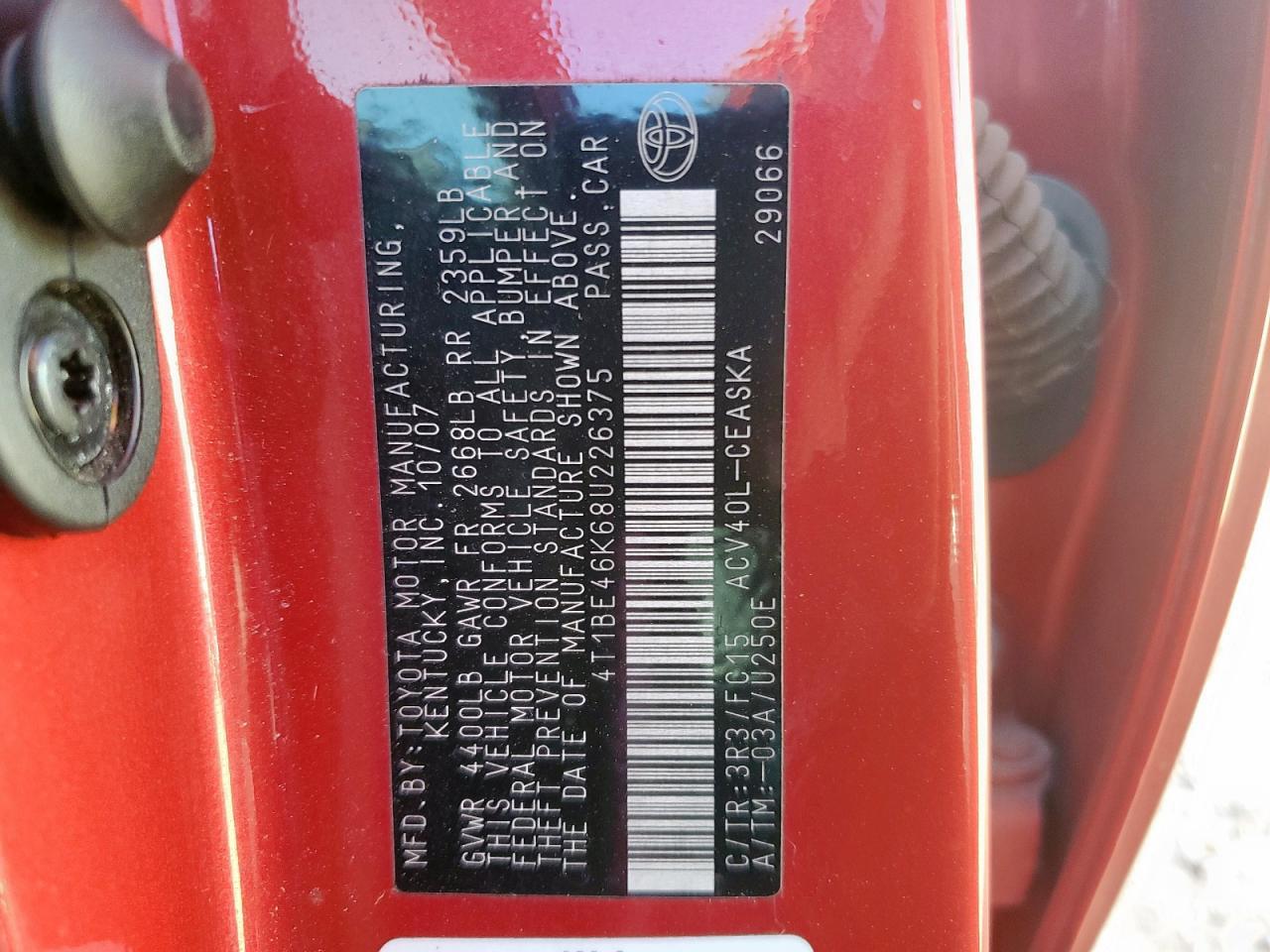2008 TOYOTA CAMRY