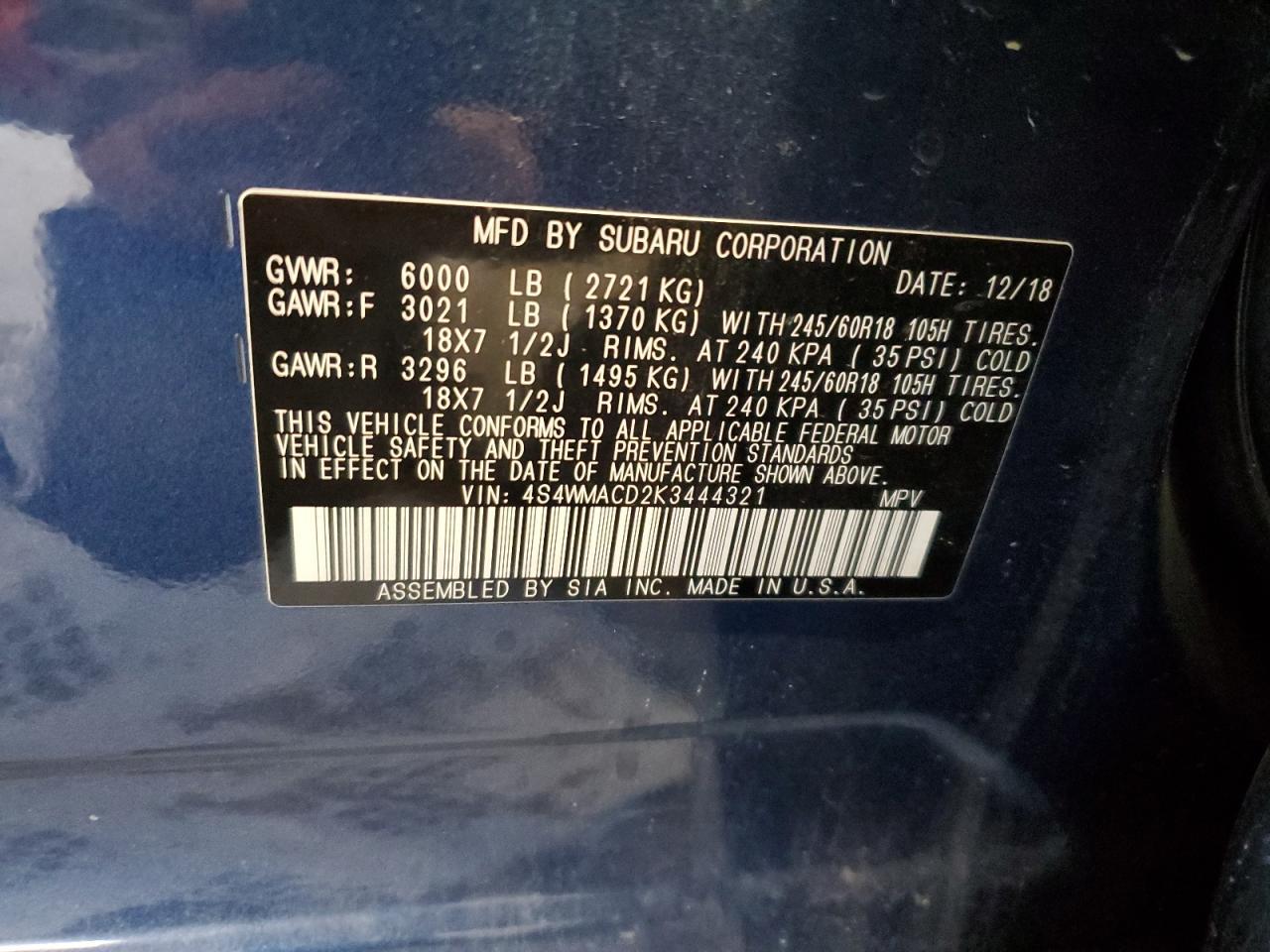 2019 SUBARU Ascent