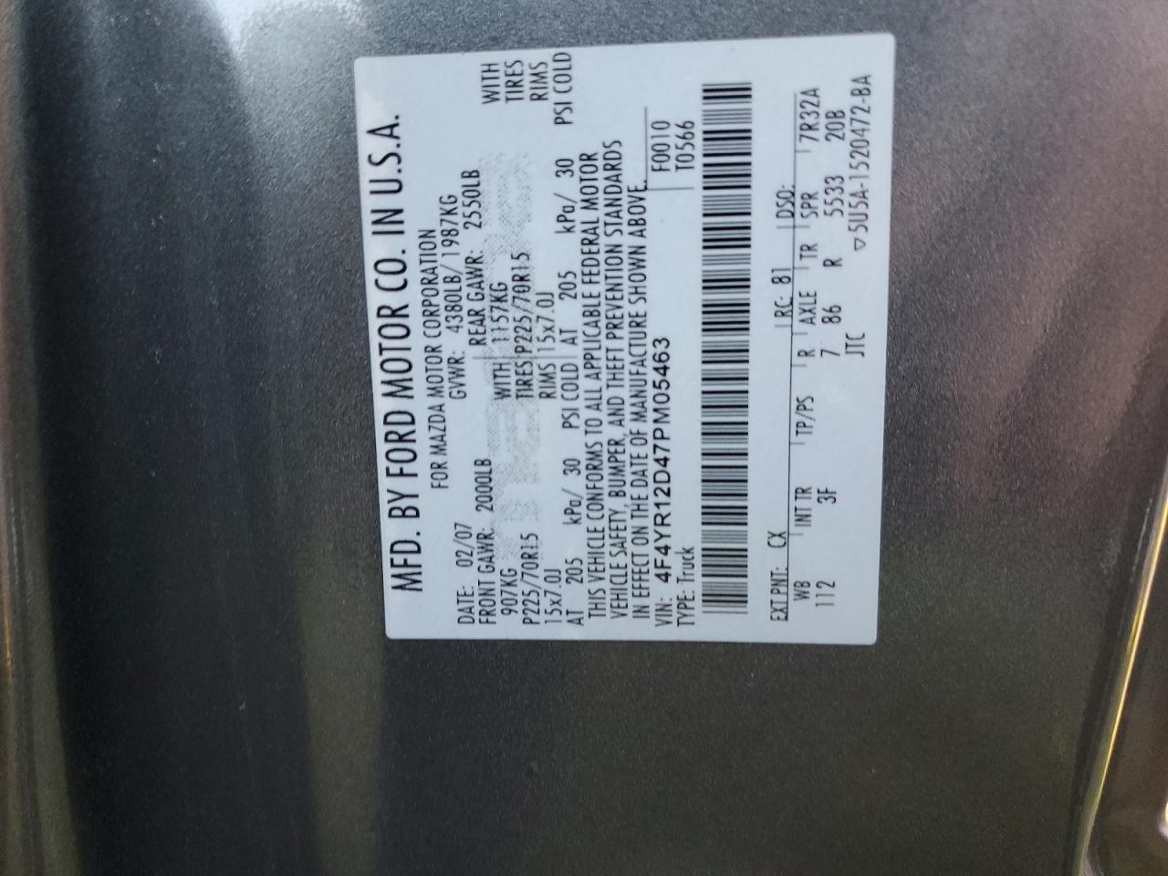 2007 MAZDA B2300