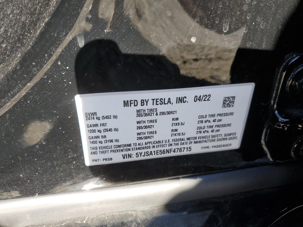 2022 TESLA MODEL S