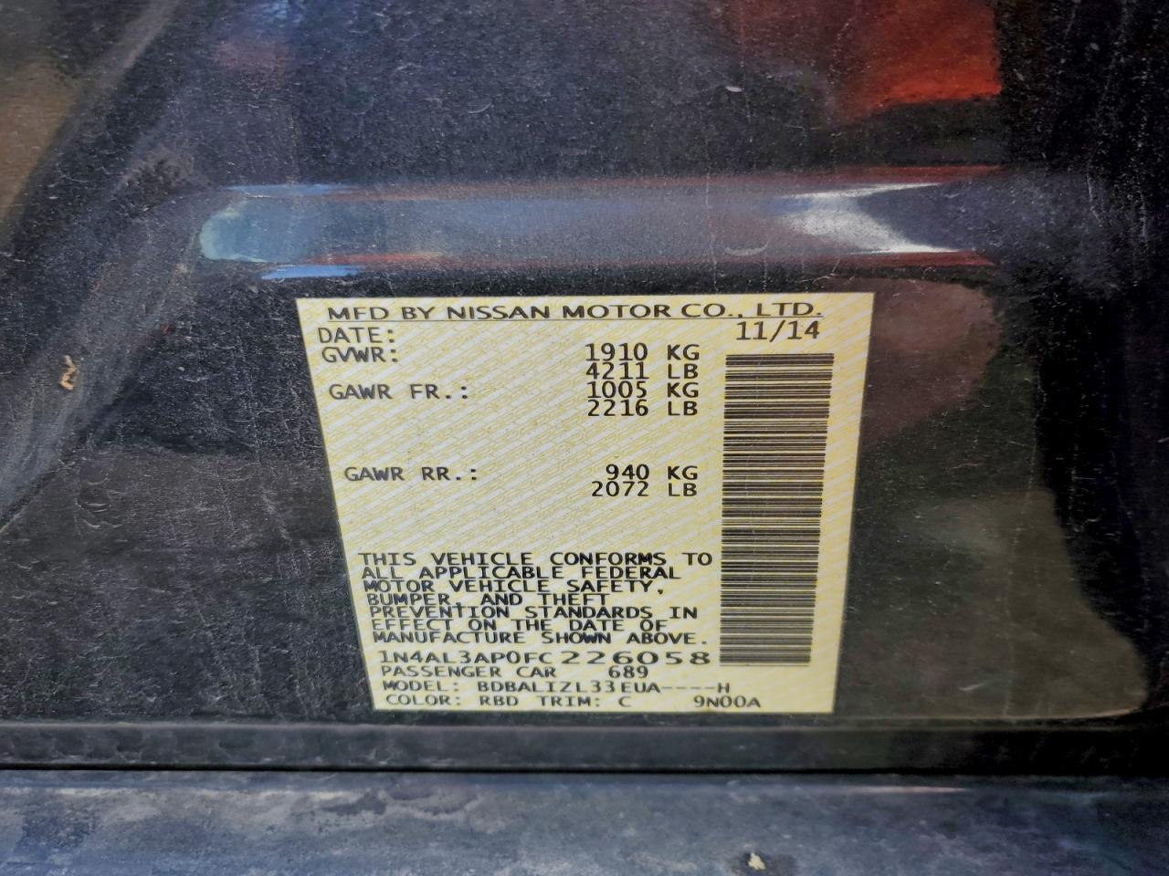 2015 NISSAN ALTIMA