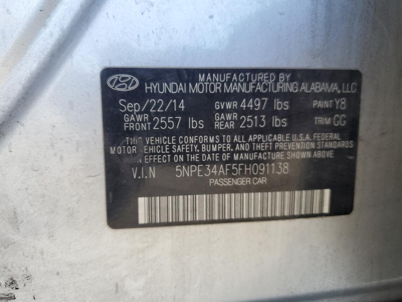 2015 HYUNDAI SONATA