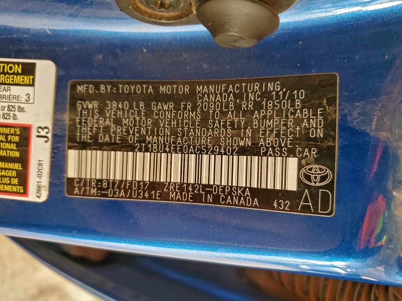 2010 TOYOTA COROLLA