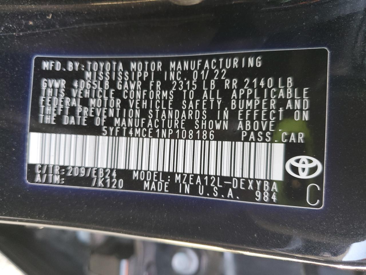 2022 TOYOTA COROLLA