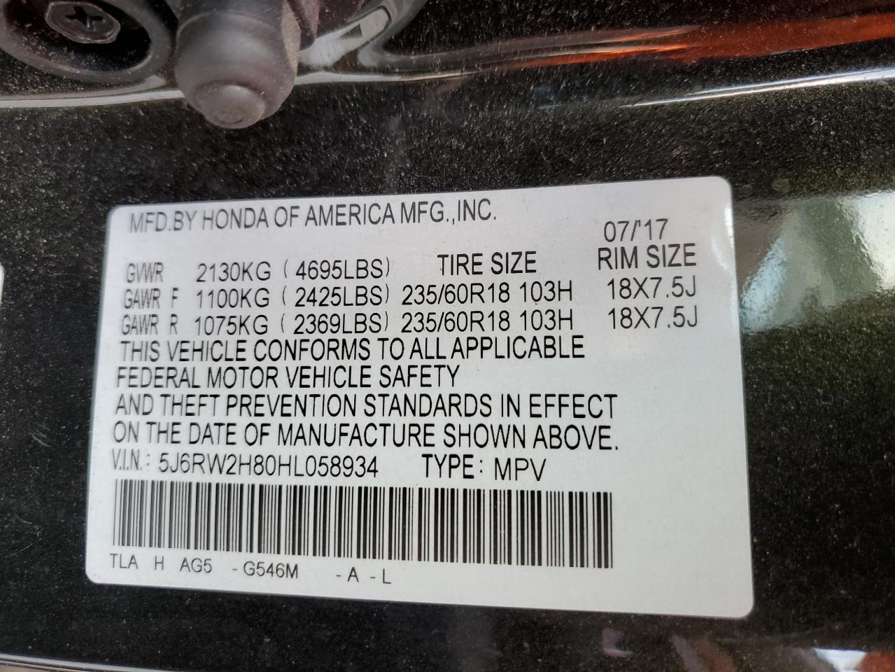 2020 HONDA CR-V