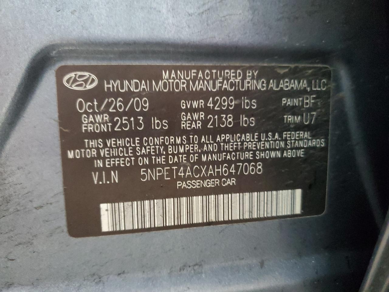 2010 HYUNDAI SONATA