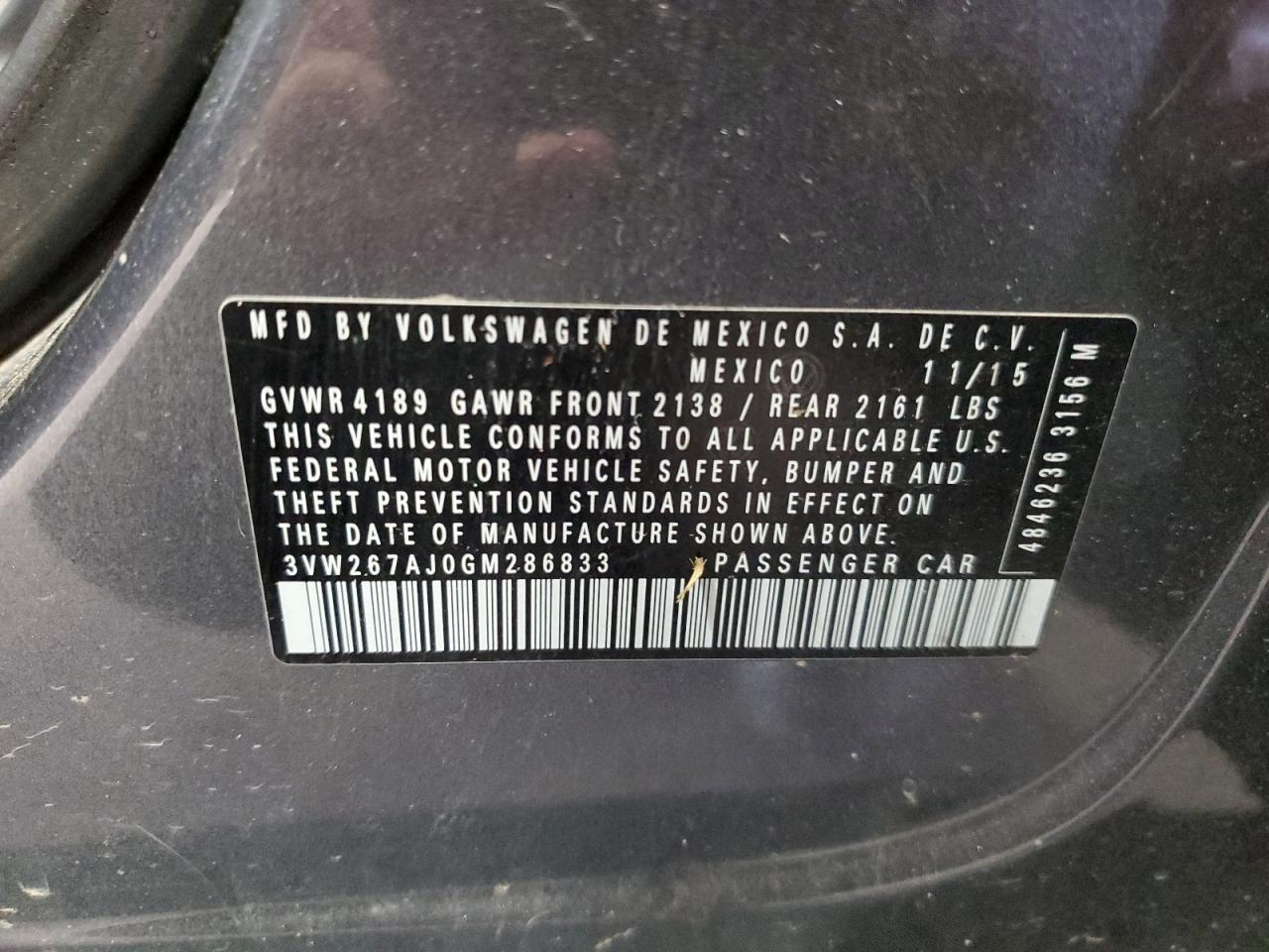 2016 VOLKSWAGEN JETTA