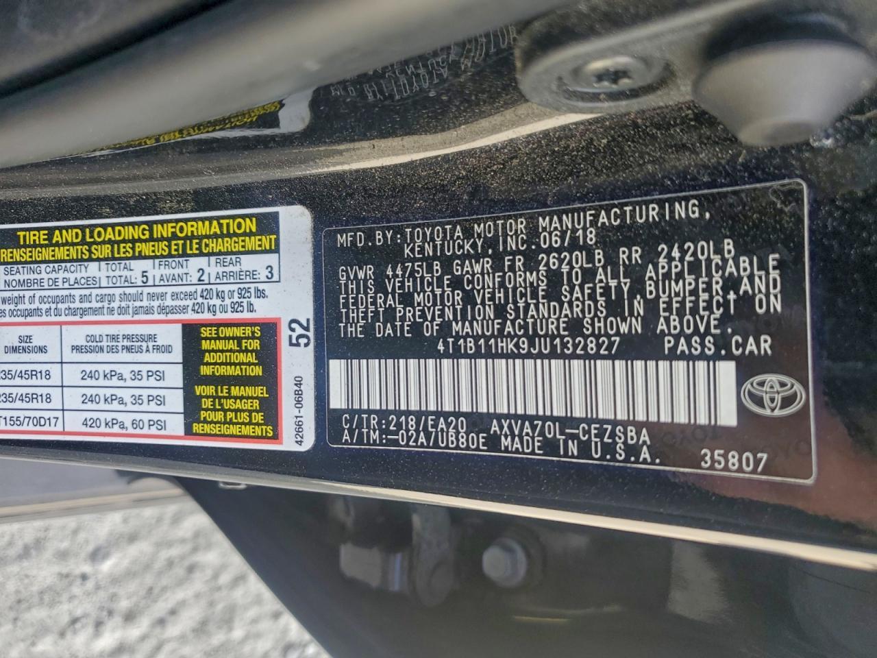 2018 TOYOTA CAMRY