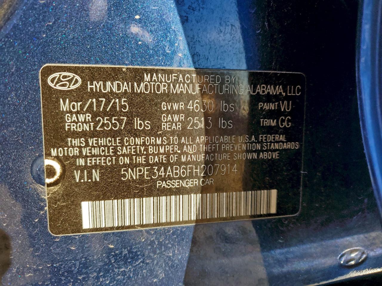 2015 HYUNDAI SONATA