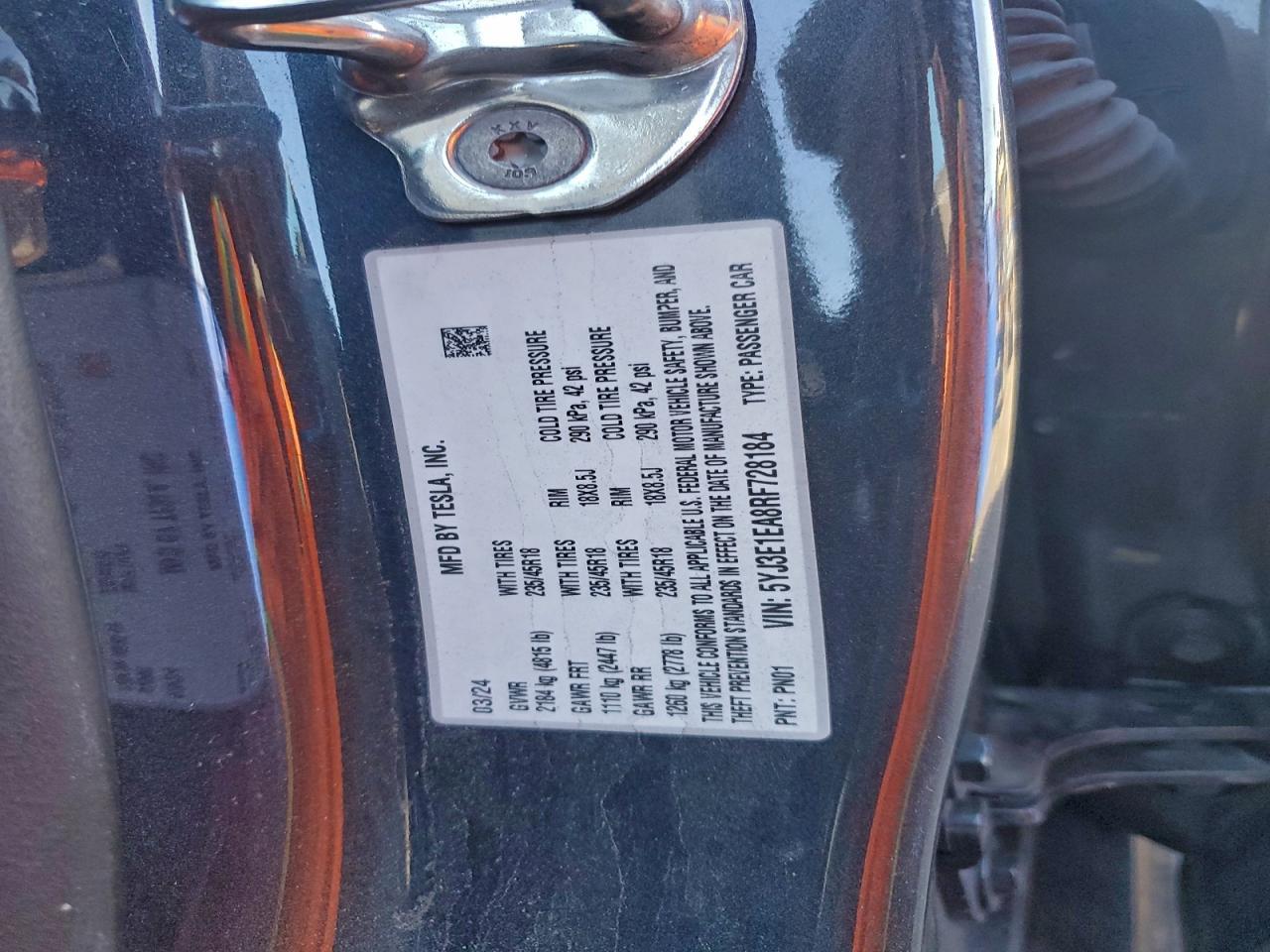 2024 TESLA MODEL 3