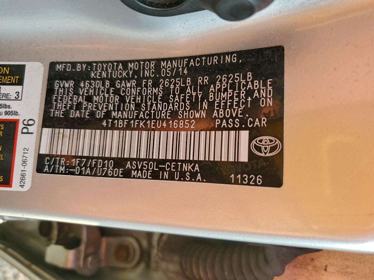 2014 TOYOTA CAMRY