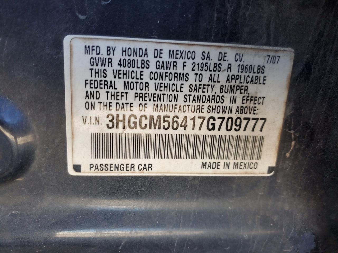 2007 HONDA ACCORD