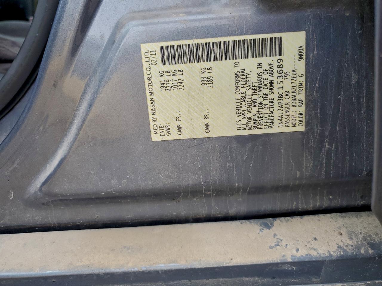 2012 NISSAN ALTIMA