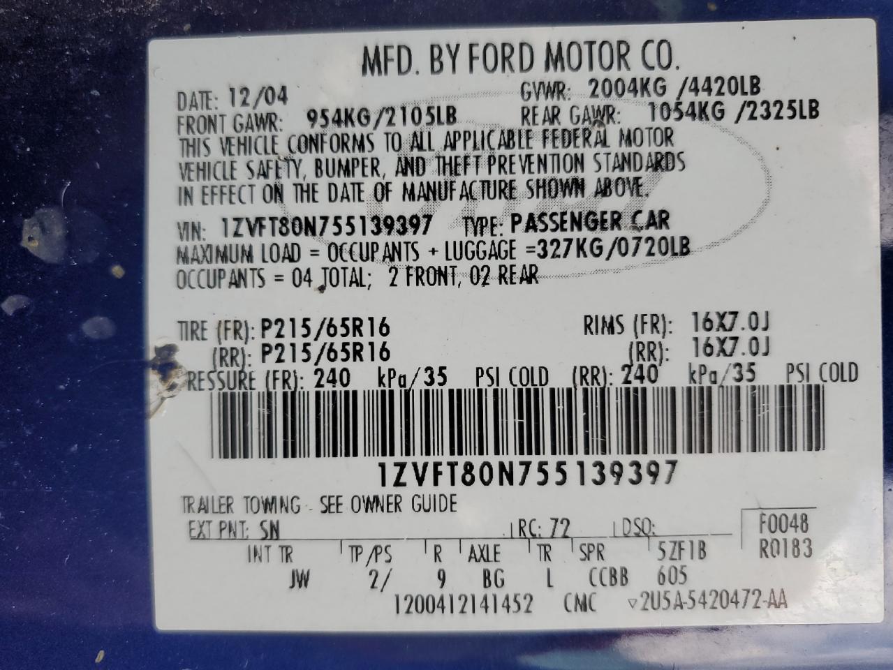 2005 FORD MUSTANG