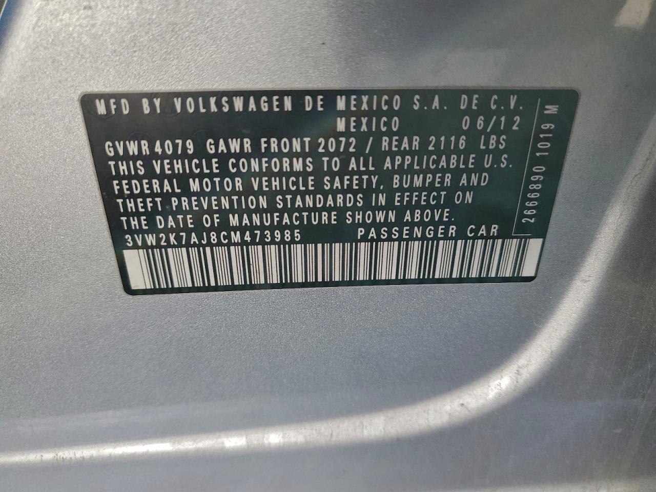 2012 VOLKSWAGEN JETTA