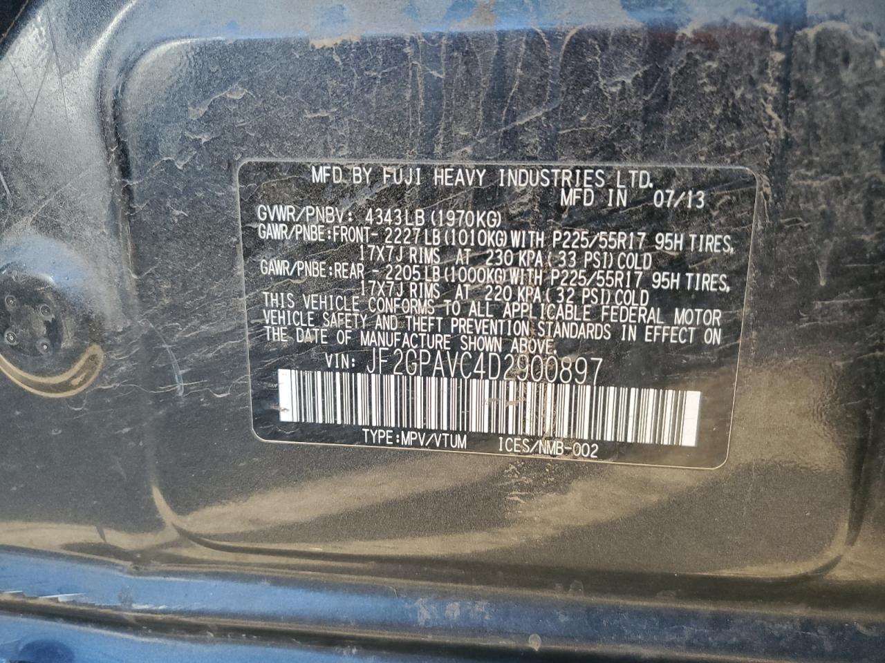 2013 SUBARU XV Crosstrek