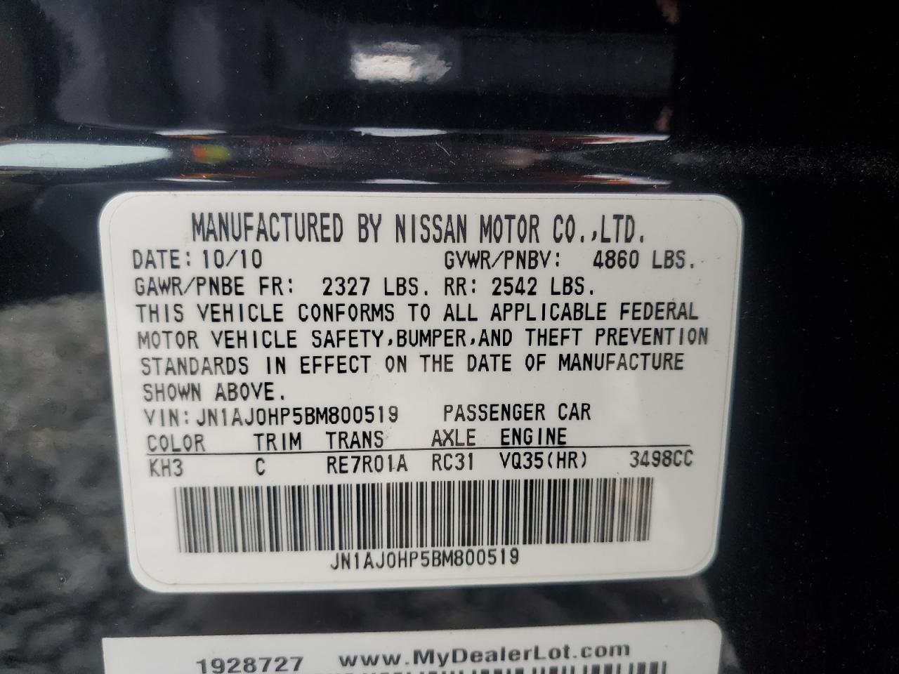 2011 INFINITI EX35