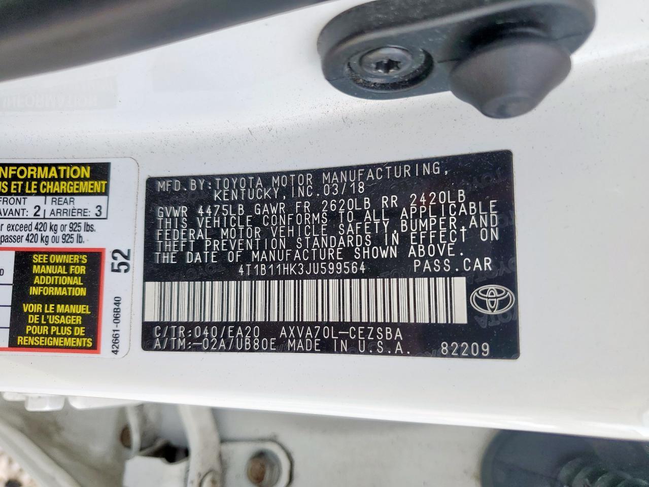 2018 TOYOTA CAMRY