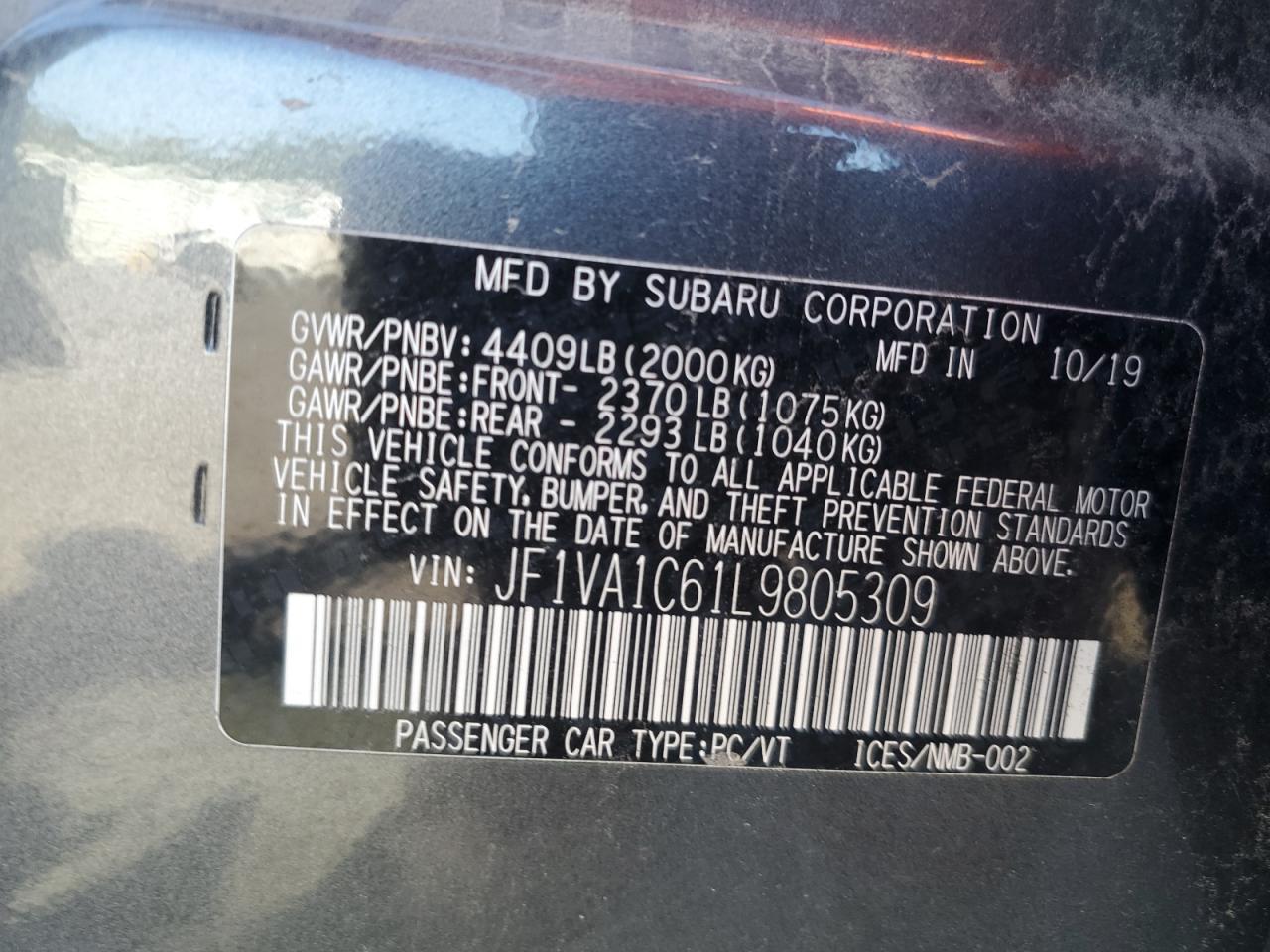 2020 SUBARU WRX