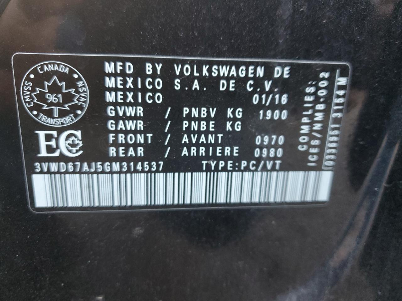 2016 VOLKSWAGEN JETTA