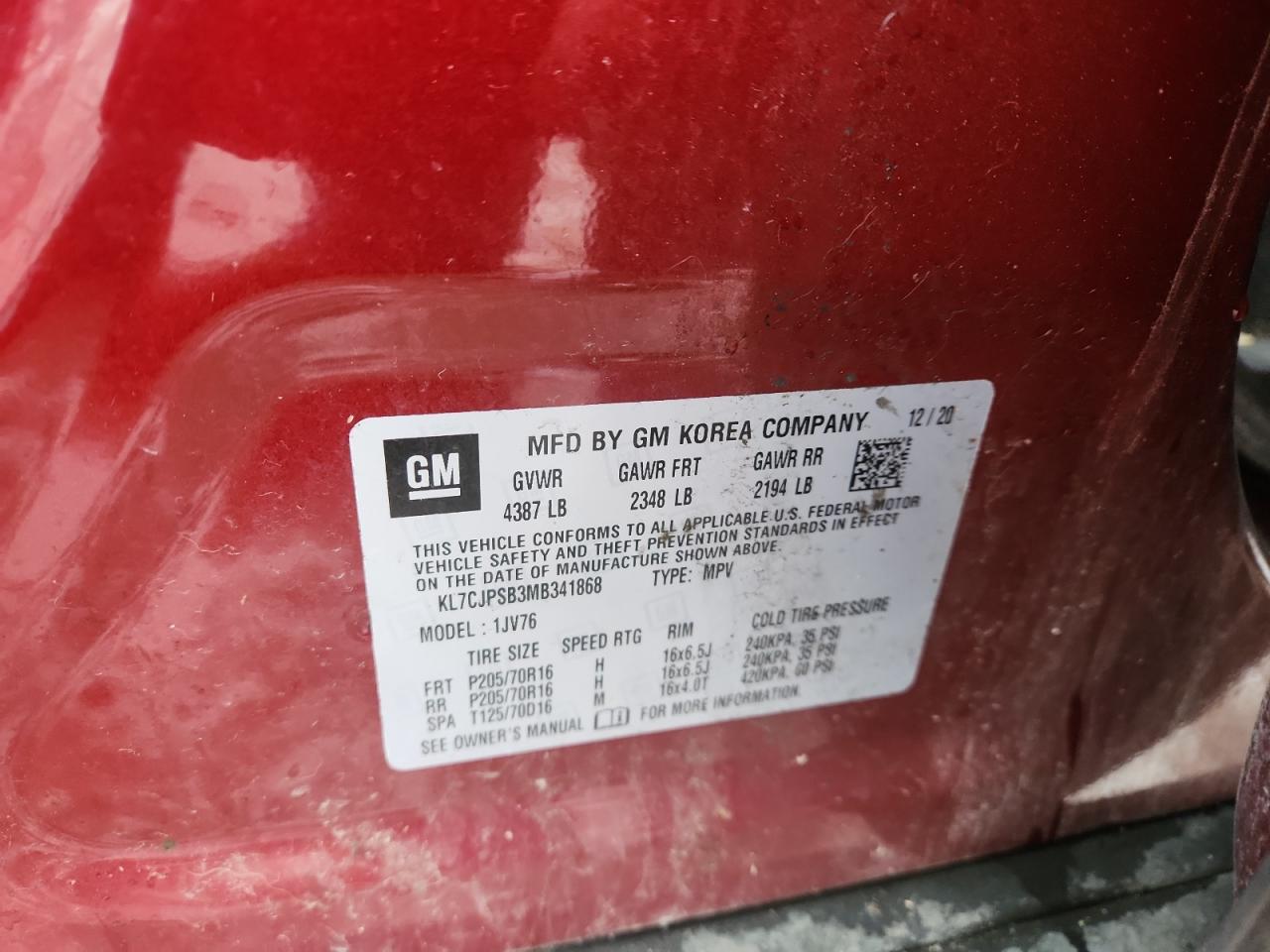 2021 CHEVROLET TRAX