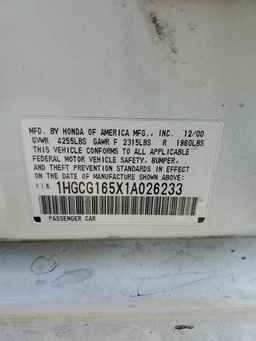 2001 HONDA ACCORD