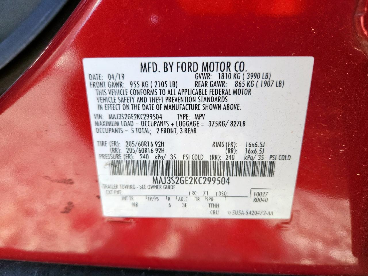 2019 FORD EcoSport