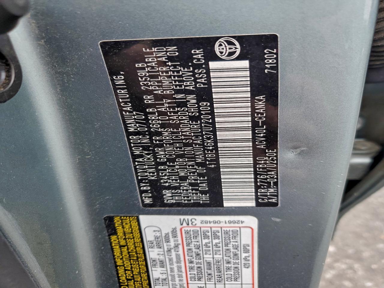 2007 TOYOTA CAMRY
