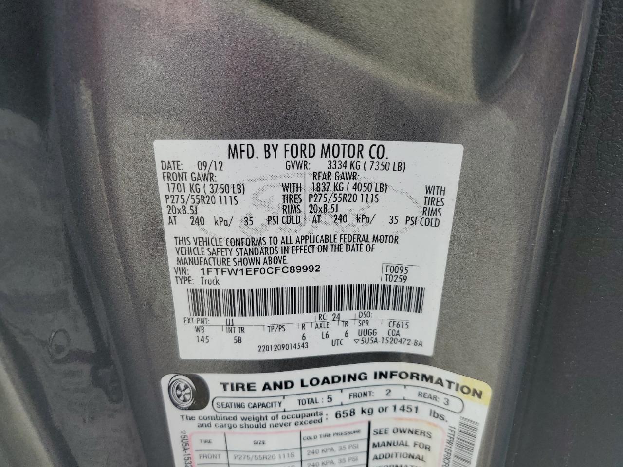 2012 FORD F-150