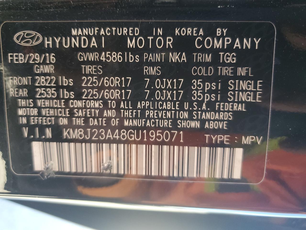 2016 HYUNDAI TUCSON