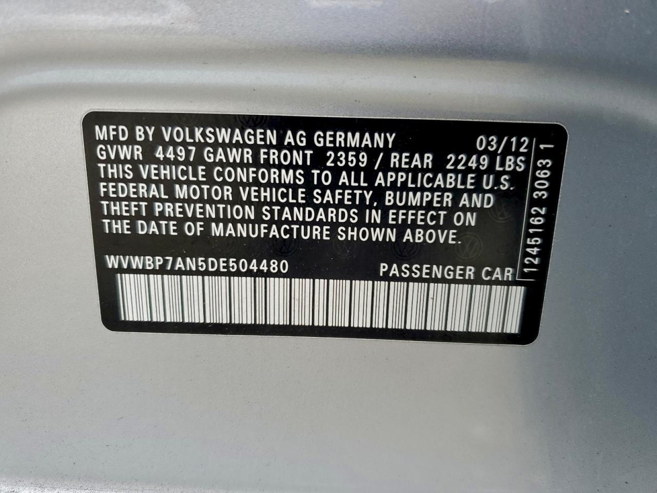 2013 VOLKSWAGEN CC