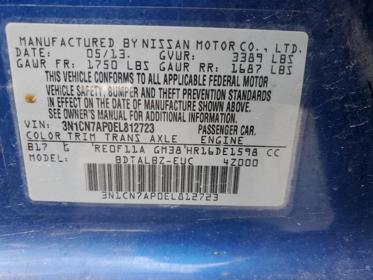 2014 NISSAN VERSA