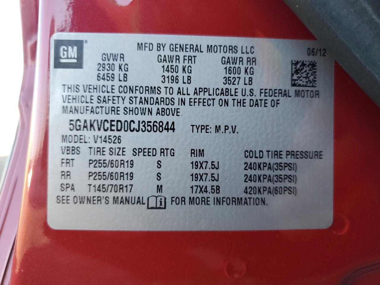 2012 BUICK ENCLAVE