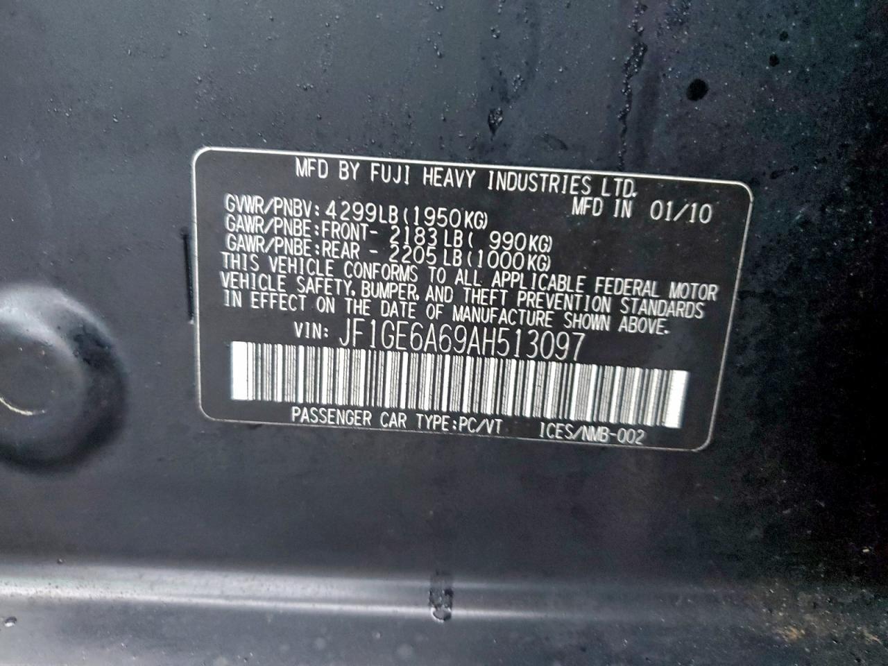 2010 SUBARU IMPREZA