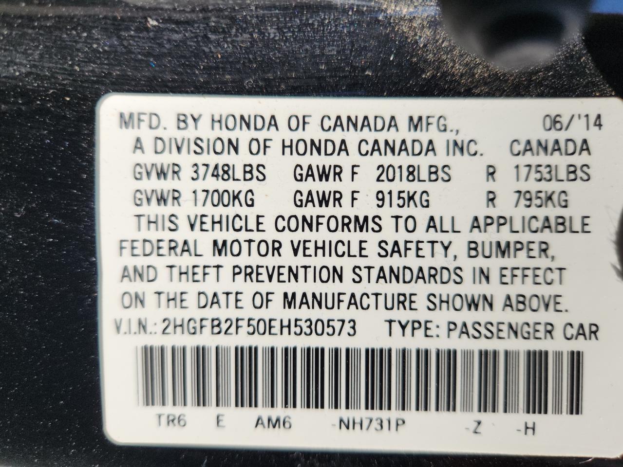 2014 HONDA CIVIC