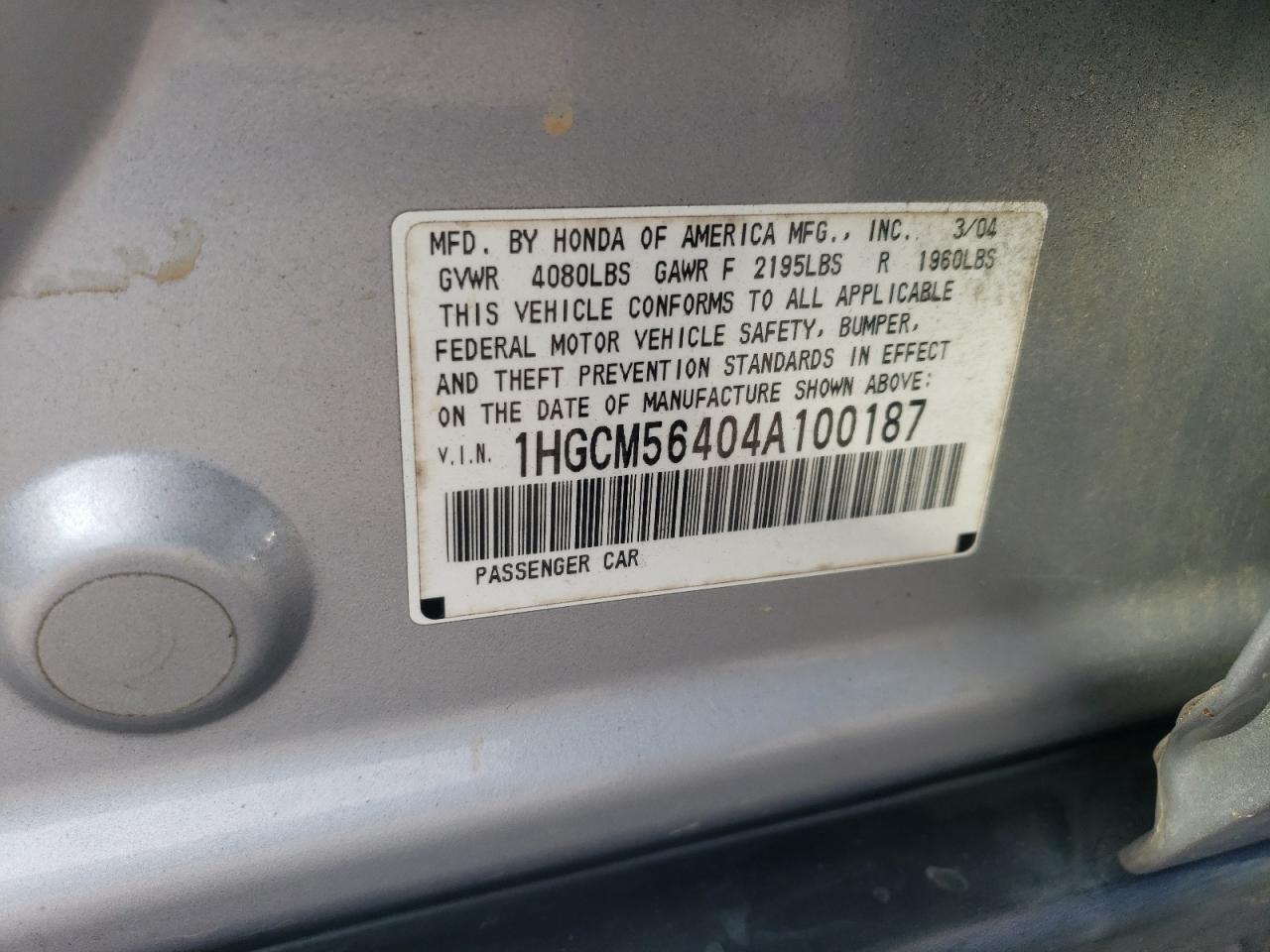 2004 HONDA ACCORD