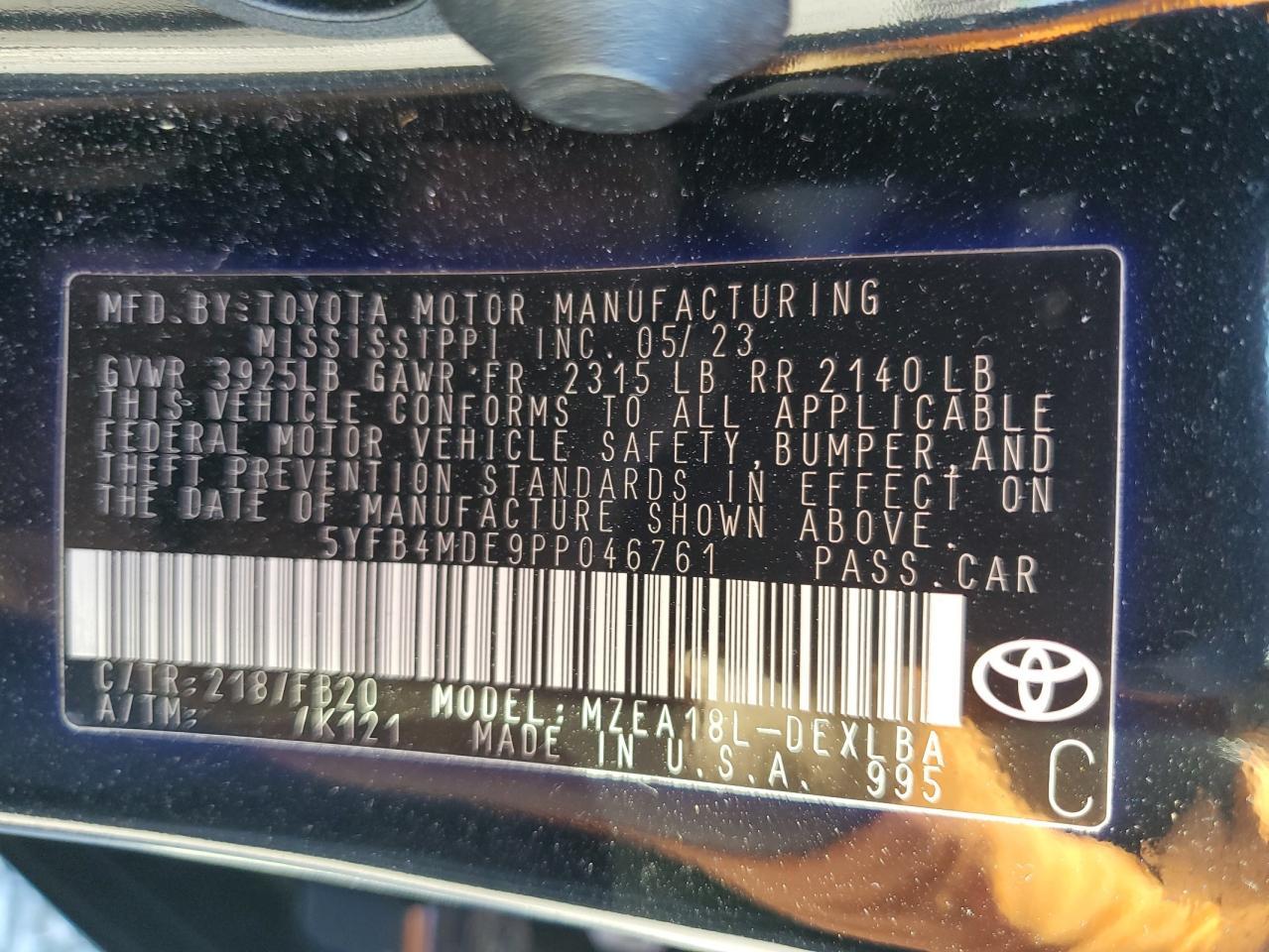 2023 TOYOTA COROLLA