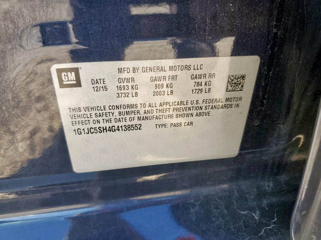 2016 CHEVROLET SONIC