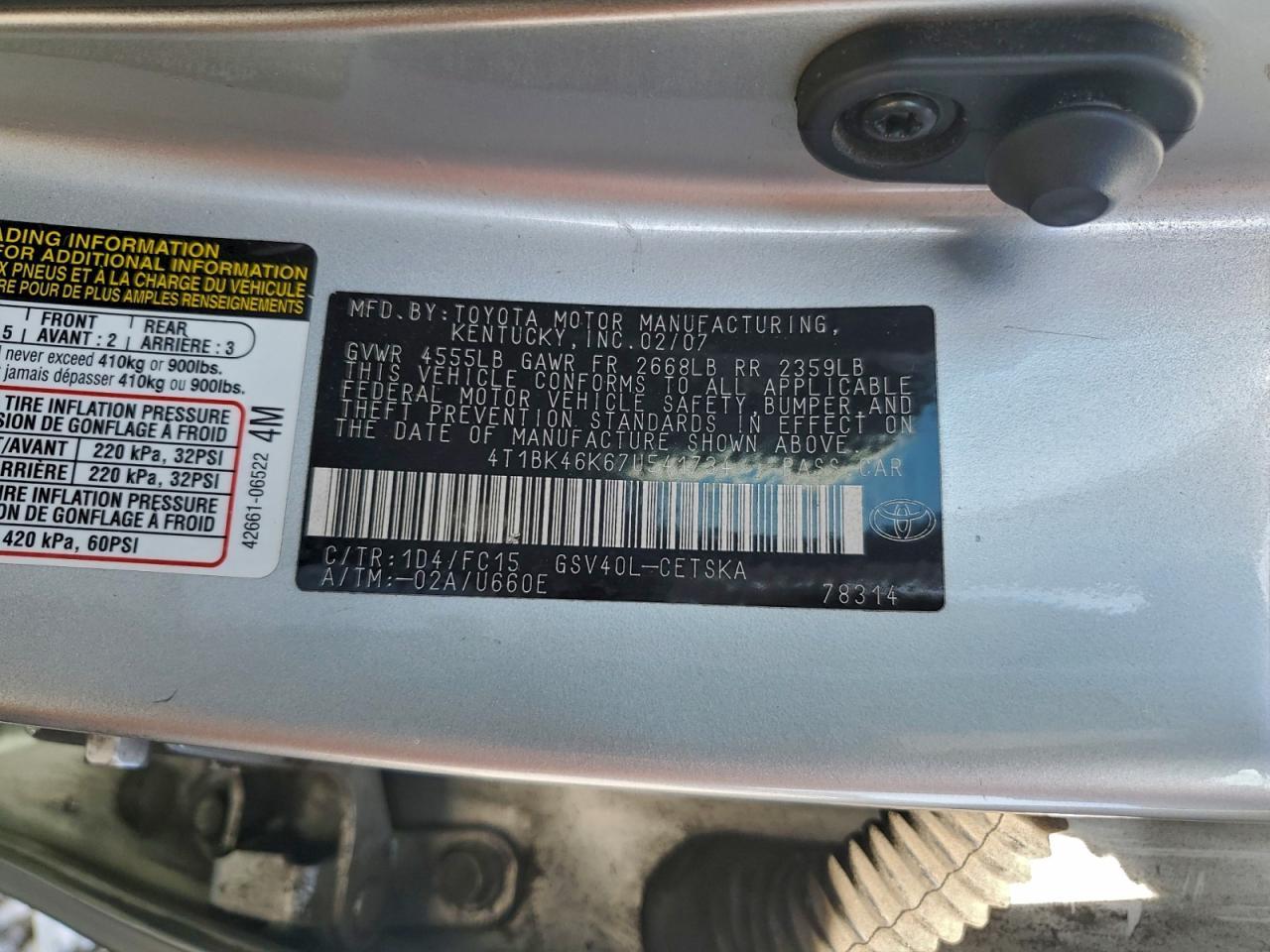 2007 TOYOTA CAMRY