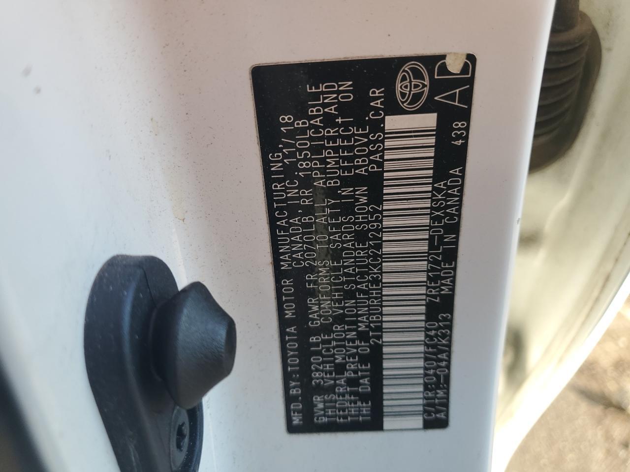 2019 TOYOTA COROLLA