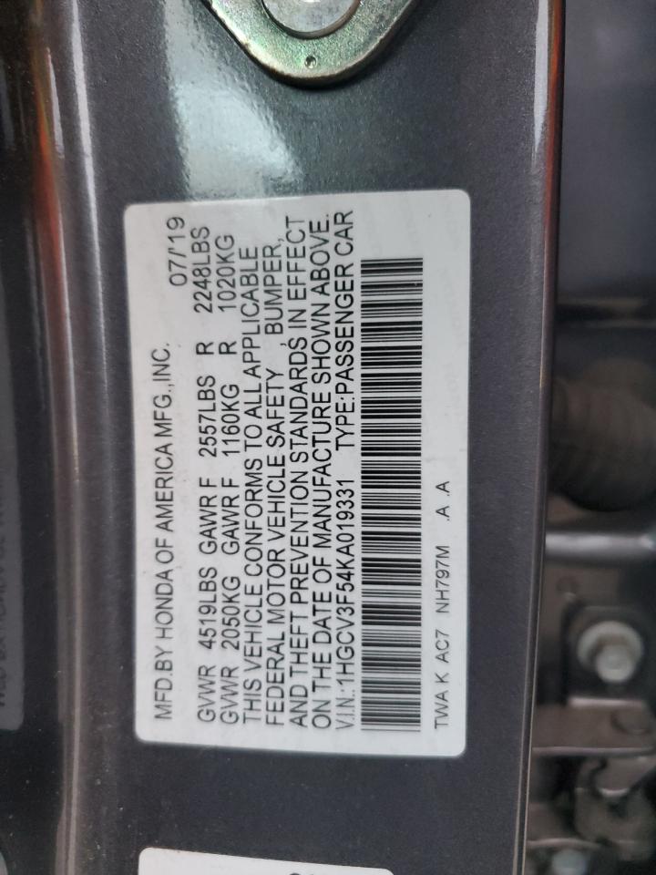 2019 HONDA ACCORD